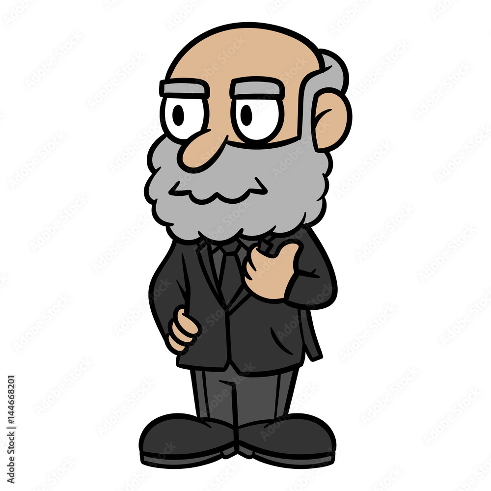 Cartoon Rugged Old Man in a Suit Vector Illustration