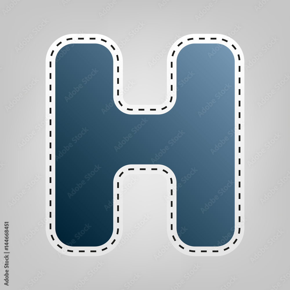 Fototapeta premium Letter H sign design template element. Vector. Blue icon with outline for cutting out at gray background.