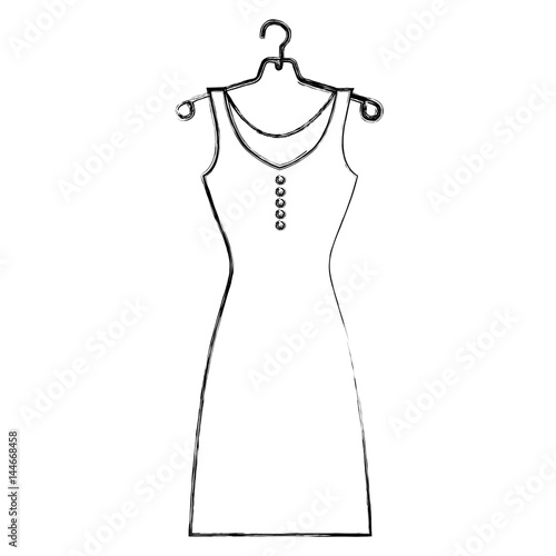 sketch silhouette female dress in hanger vector illustration