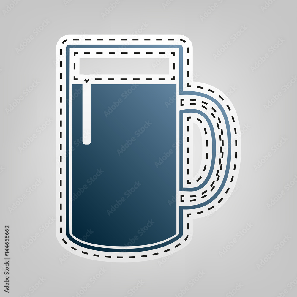 Beer glass sign. Vector. Blue icon with outline for cutting out at gray background. Beer glass sign. Vector. Blue icon with outline for cutting out at gray background.
