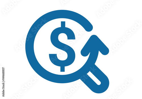 Icon metaphor money process magnifier search and extraction. Time to look for dollars