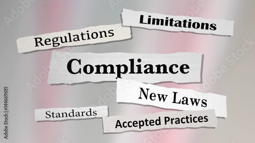 Compliance Regulations Laws Rules News Headlines 3d Animation photo