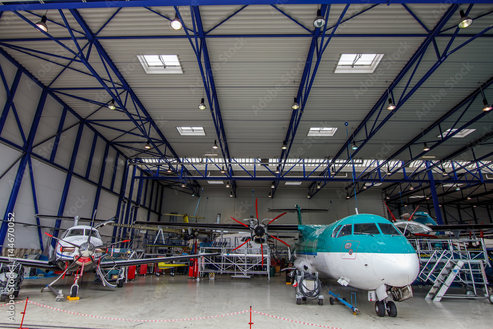 aircraft in the hangar.