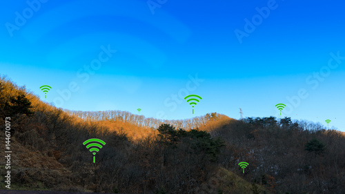 Rural Territory Wireless Connection Concept Illustrated by WIFI Icon