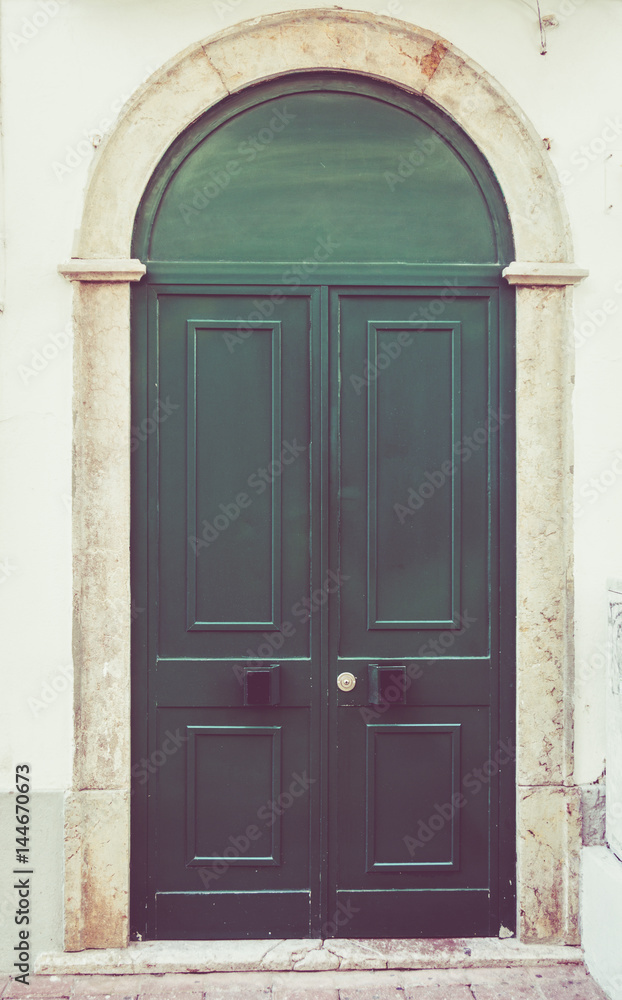wooden door. front door. Vintage Retro Filter