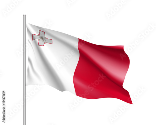 National flag of Malta republic. Patriotic sign in official country colors: white and red. Symbol of Sounhern European state. Vector icon illustration