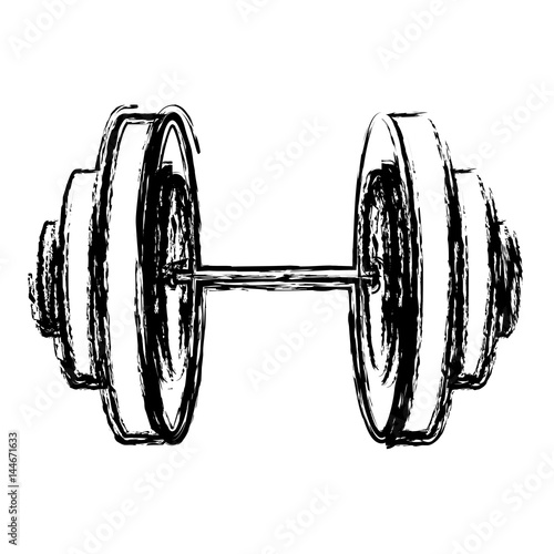 monochrome sketch of dumbbell icon vector illustration