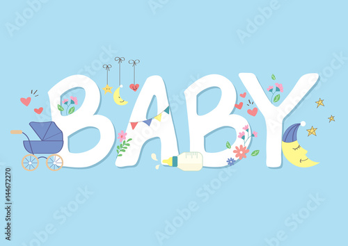 cute baby shower card vector