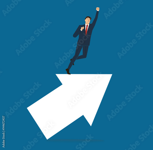 Successful businessman on arrow icon vector