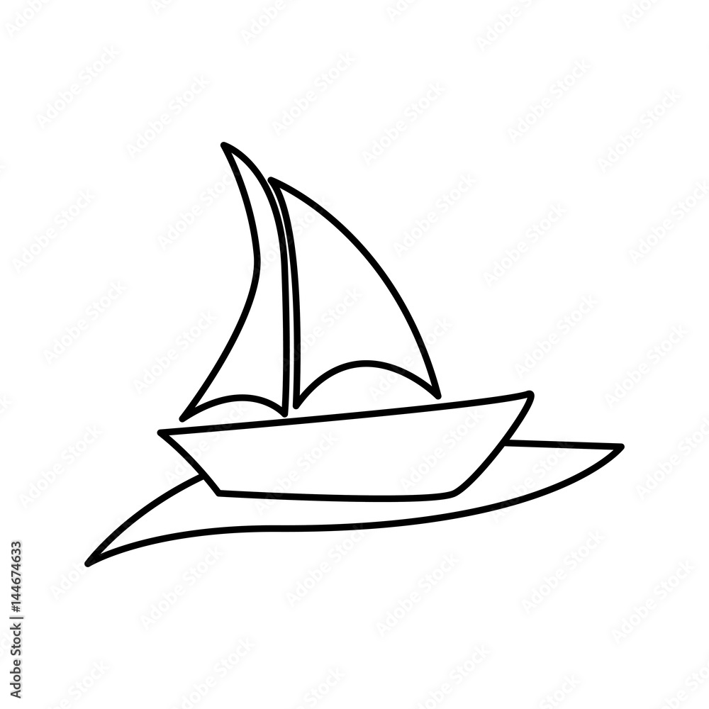 silhouette boat in the ocean icon vector illustration