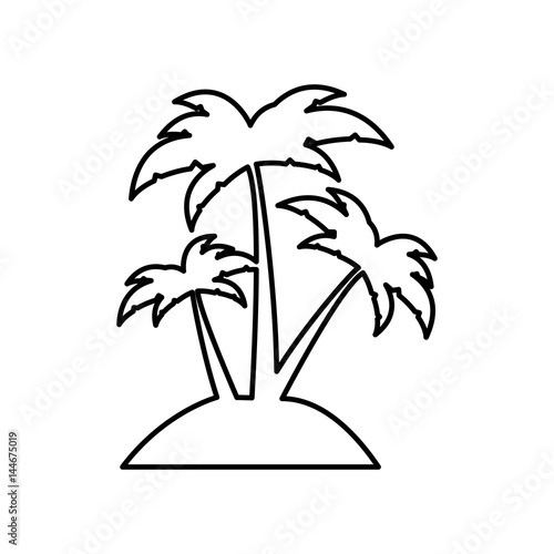silhouette island with three palms vector illustration