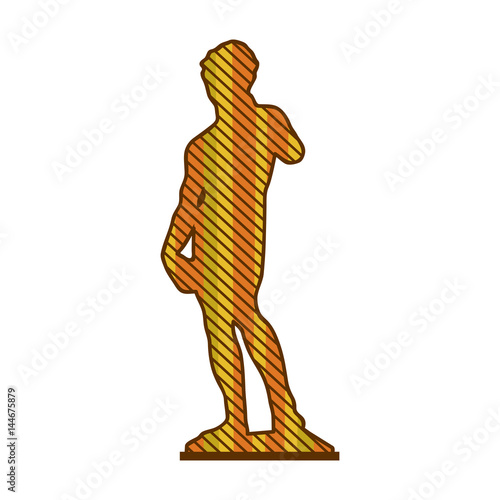color silhouette of sculpture david made by buonarroti with background striped vector illustration