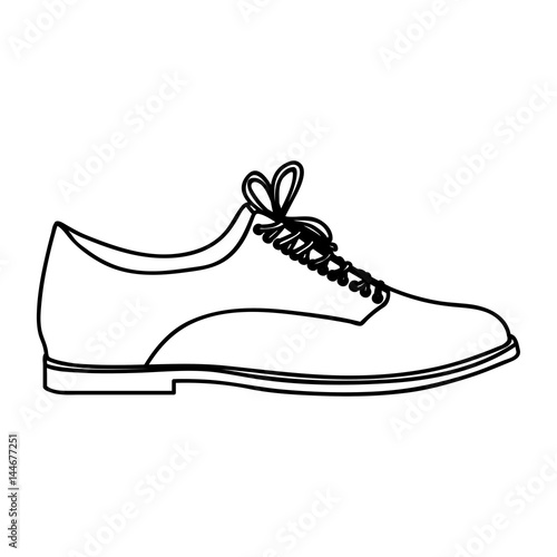 monochrome silhouette of male leather shoe with shoelaces vector illustration