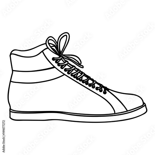 monochrome silhouette of male leather boot with shoelaces vector illustration