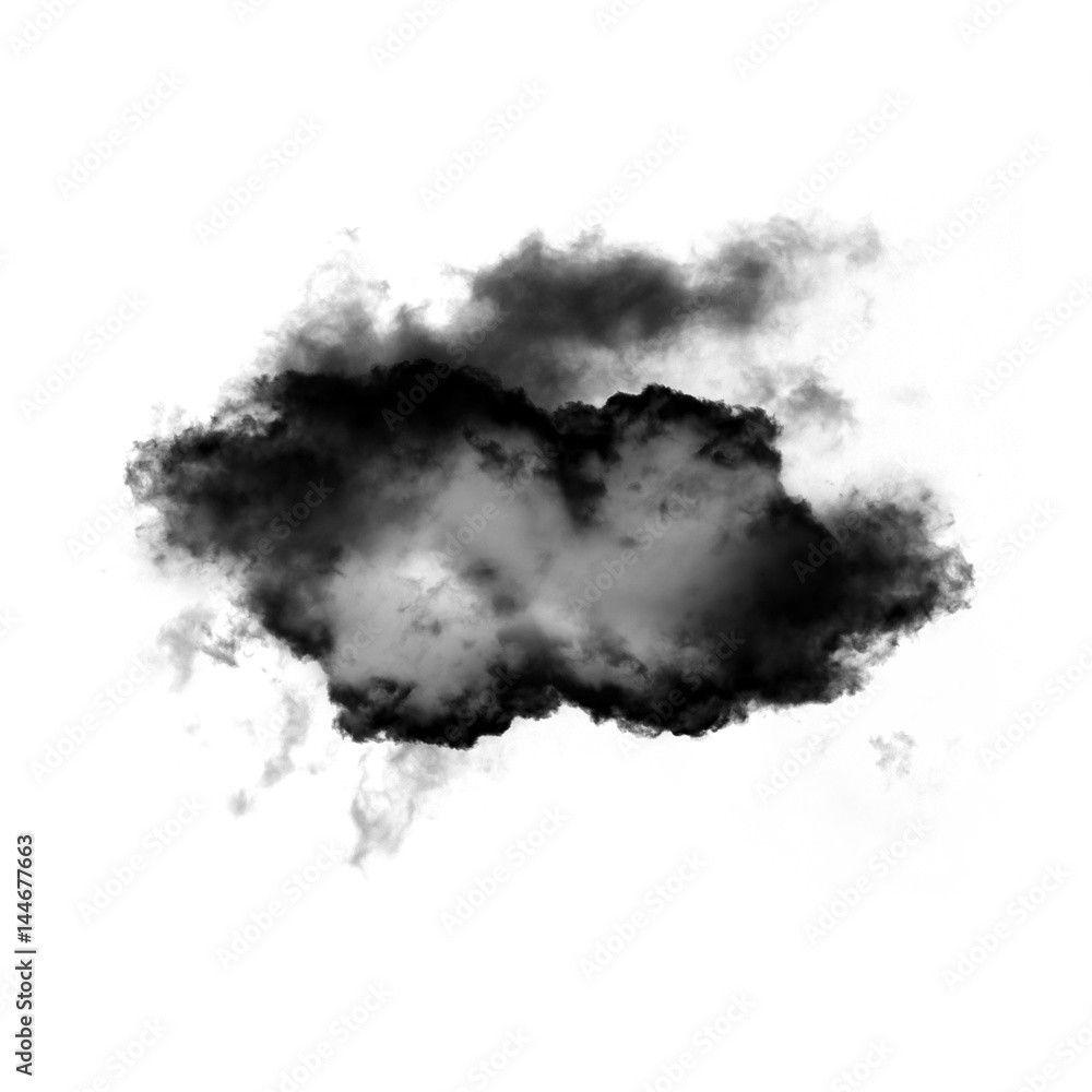 Black cloud of smoke shape isolated over white background