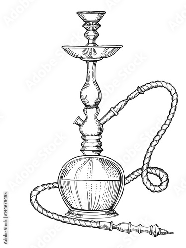 Hookah engraving style vector illustration