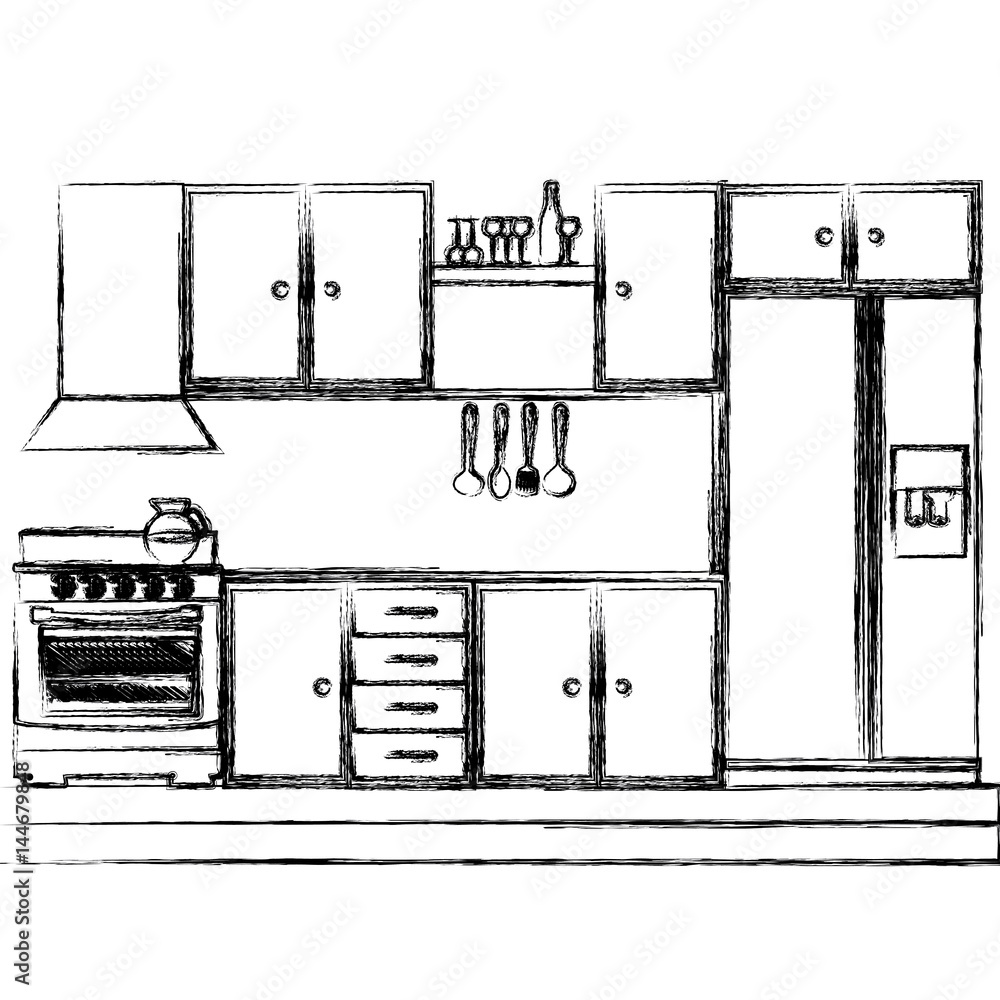 Scaled drawing of the new kitchen cabinets, west-facing wall | Woodworking  Talk