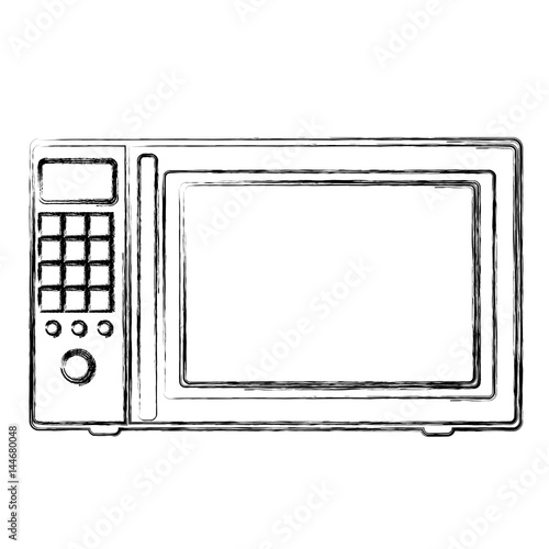 monochrome sketch of oven microwave vector illustration