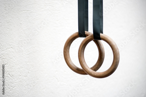 Detail of a set of rings in a gymnasium photo