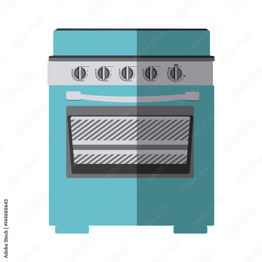 Fototapeta premium blue color silhouette of stove with oven vector illustration