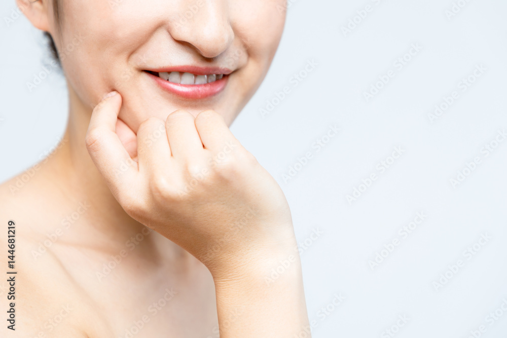 beauty woman who checks her skin, skin care, acne treatment beauty woman who checks her skin, skin care, acne treatment
