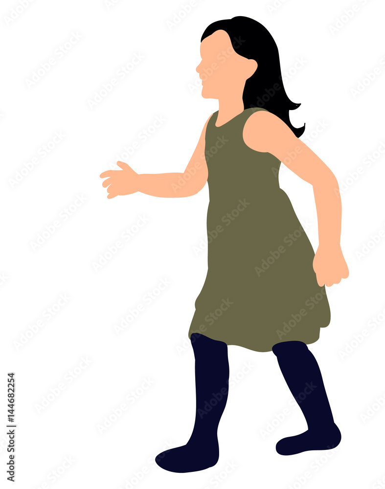 Little girl is walking, color silhouette of a child, vector illustration Little girl is walking, color silhouette of a child, vector illustration