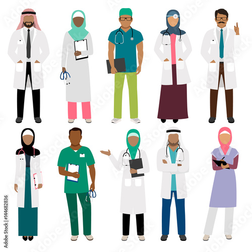 African doctor and arab nurse characters