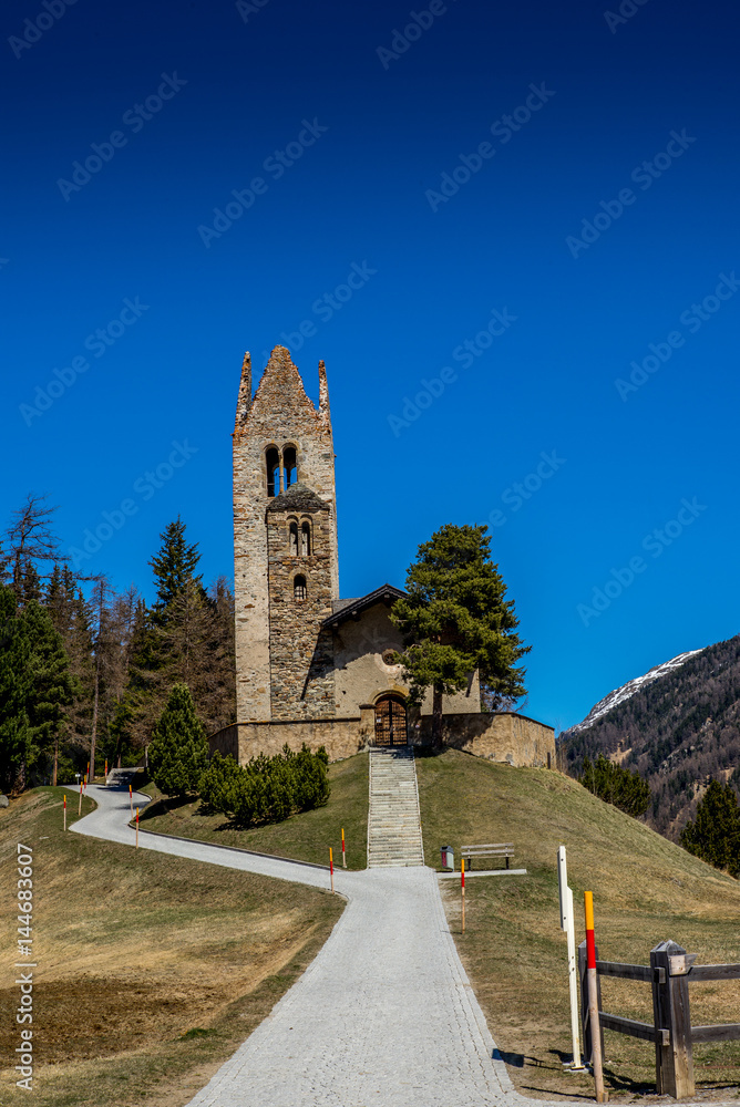 Vew of San Gian chapel in Engadin - 4