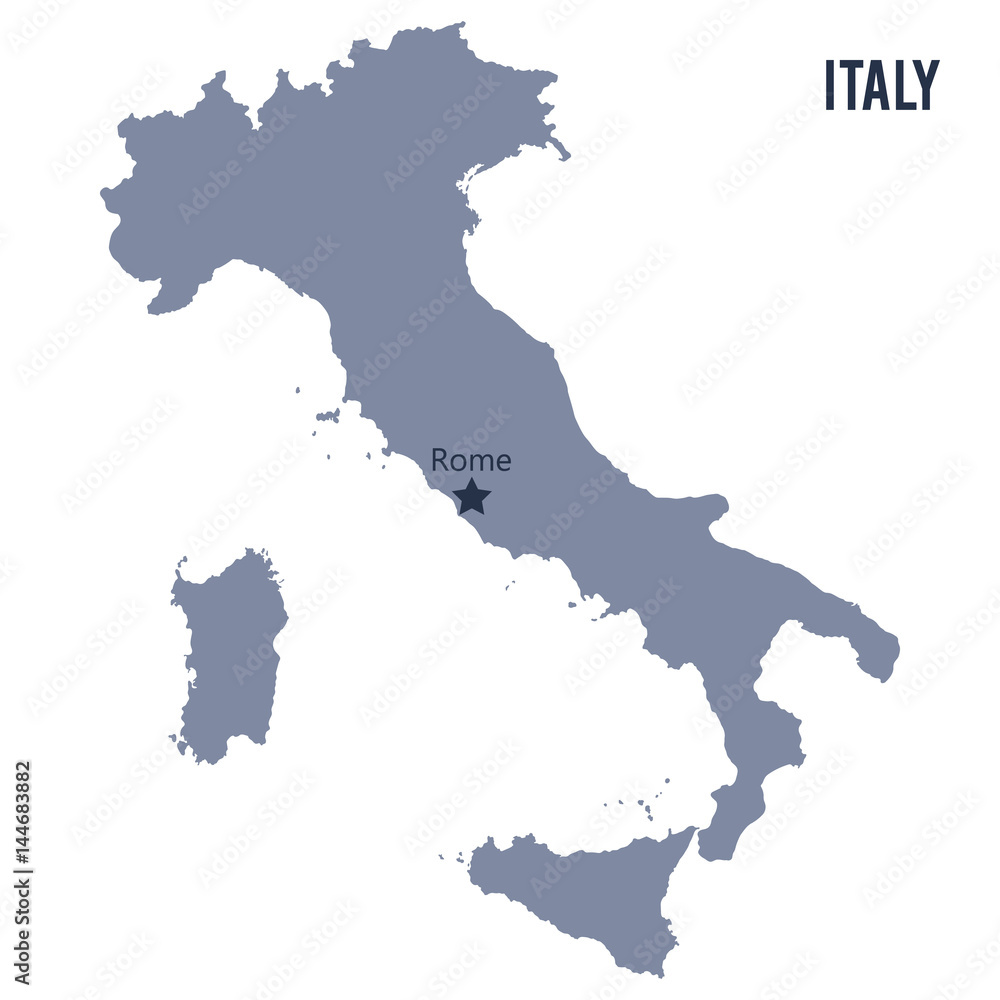 Vector map of Italy isolated on white background.