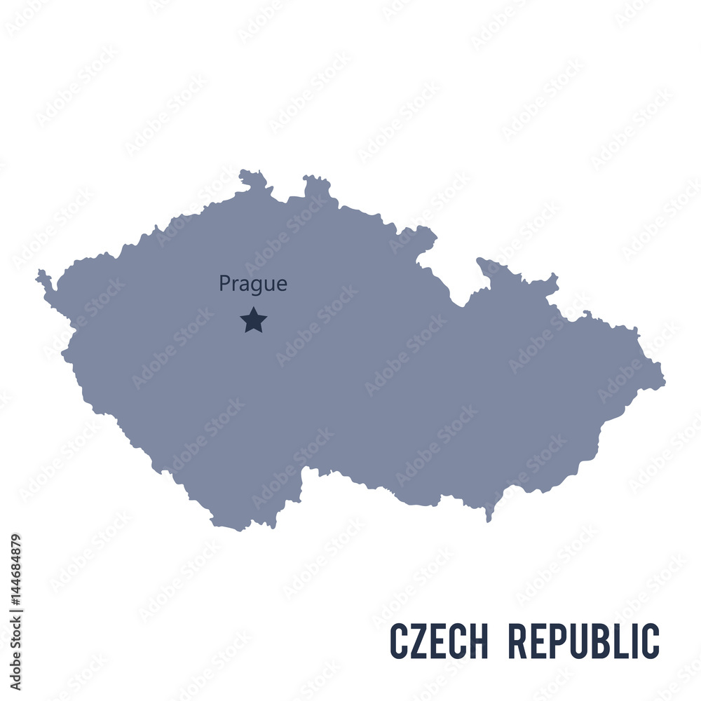 Vector map of Czech Republic isolated on white background.