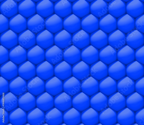 abstract 3d background made of nested spheres in shades of blue in a hexagon pattern