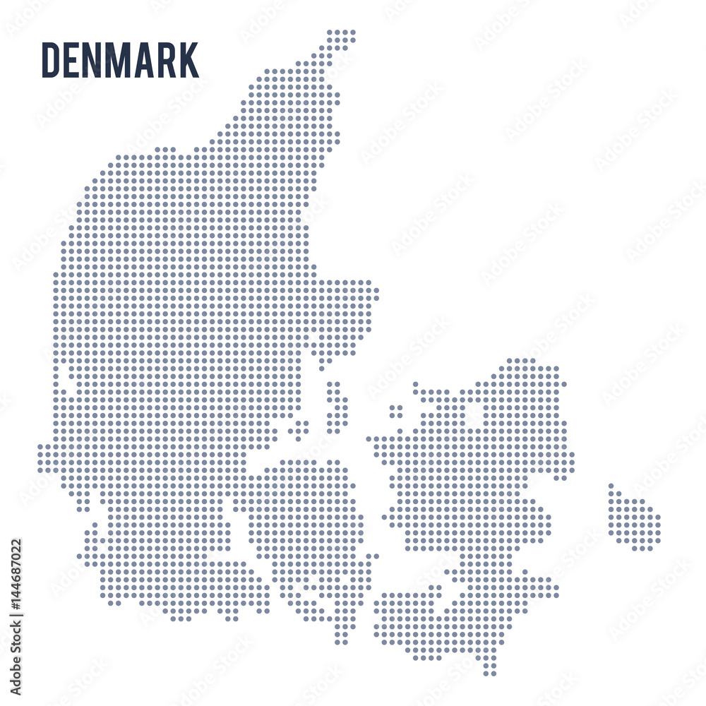 Vector dotted map of Denmark isolated on white background .