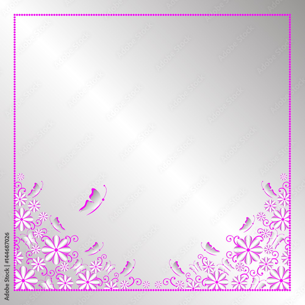 Fototapeta premium Flower frame. Vintage greeting card template for designer. Vector illustration.