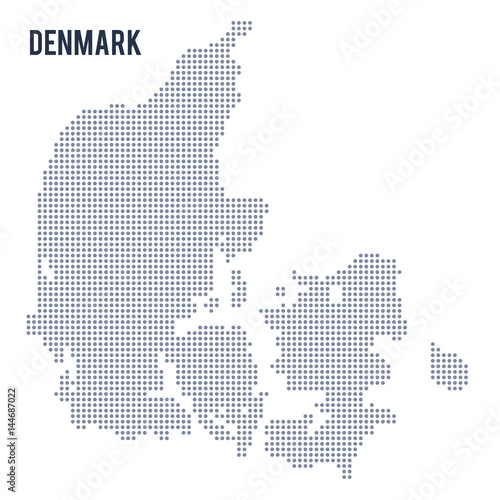 Vector dotted map of Denmark isolated on white background .