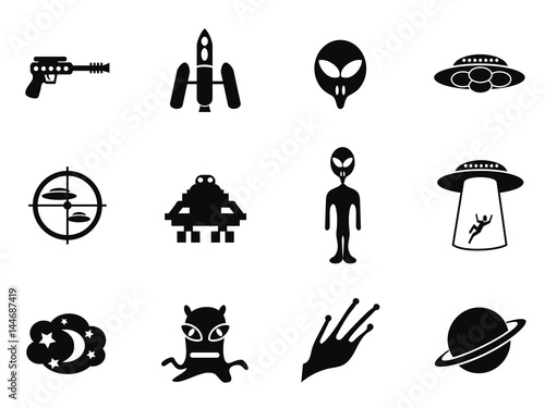 alien and ufo icons set
