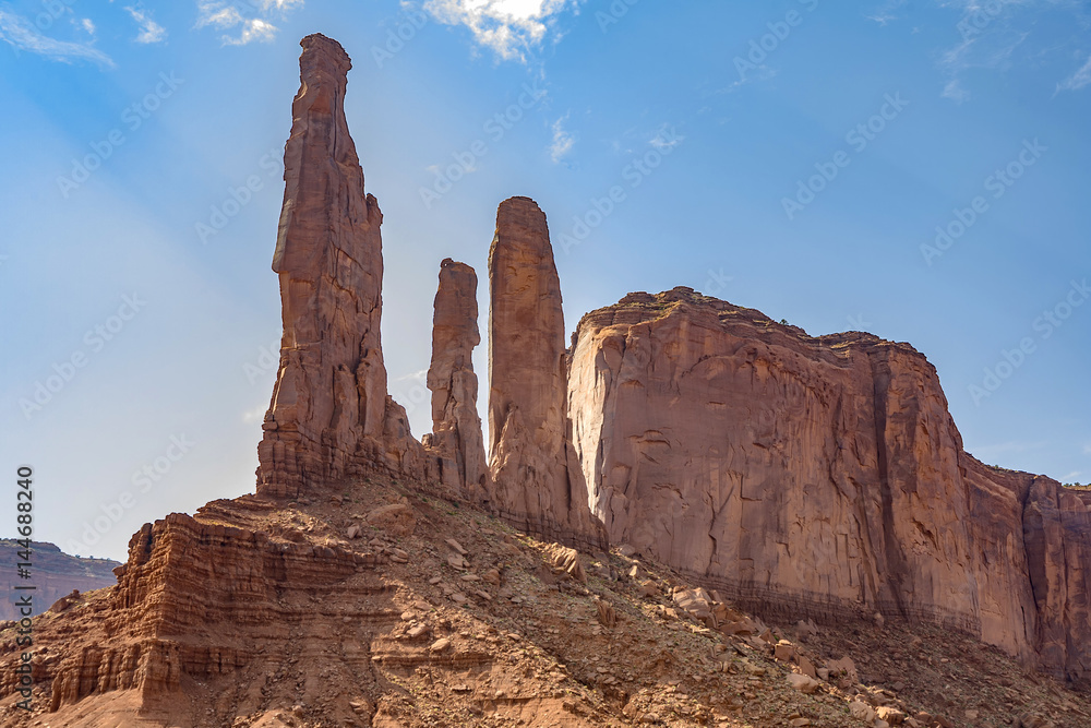 the three sisters in Monument Valley tribe park