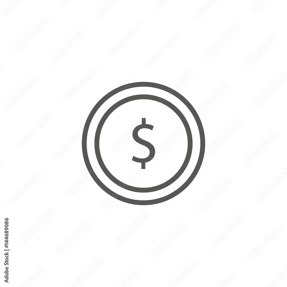 Business icon, management. Simple vector icon of a single coin. Line art style.
Business icon, management. Simple vector icon of a single coin. Line art style.