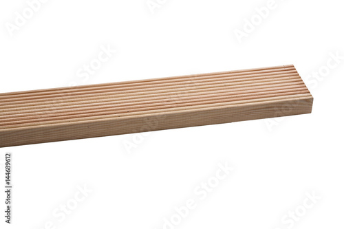 Pine wooden board on white background. Construction boards.