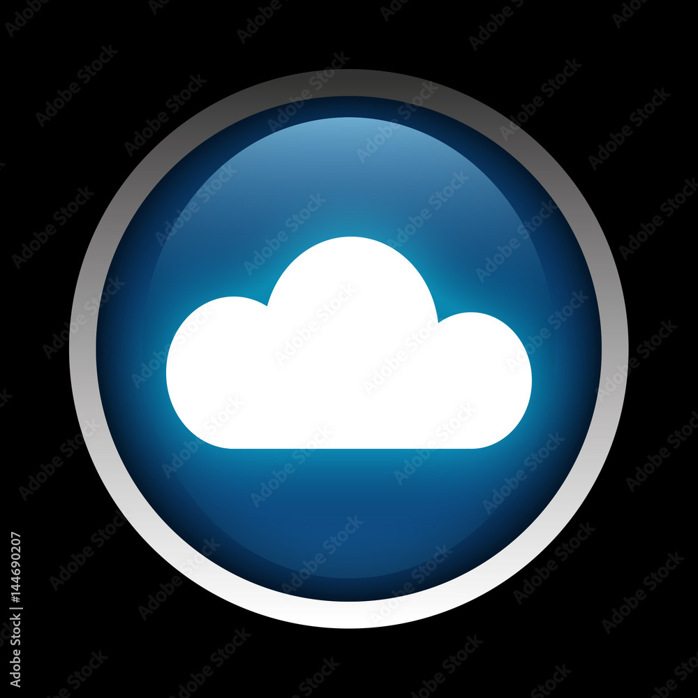 Cloud icon on a circle isolated on a black background Cloud icon on a circle isolated on a black background