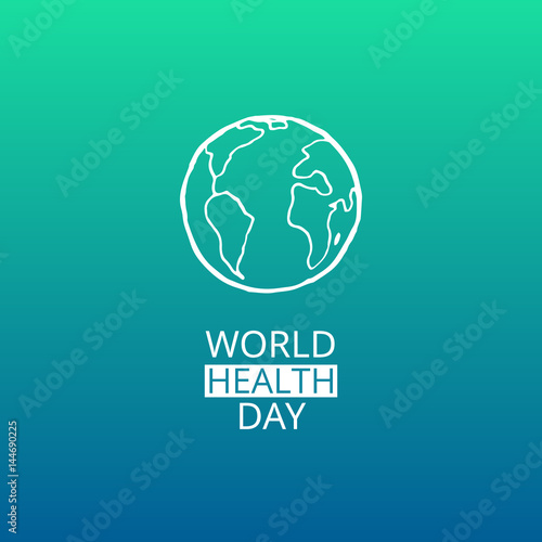 World Health Day. Vector illustration with white globe and green background