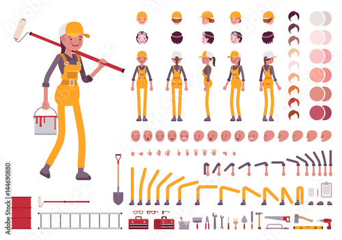 Female worker character creation set