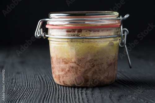 Jar of preserved foie gras