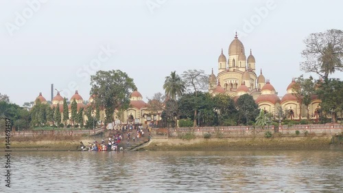 Hindu Dakshineswar Kali temple at sunrise in Kolkata, india. photo