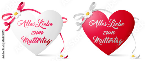 Muttertag Herz mit Blumen und Schleife