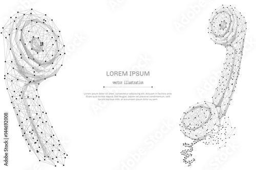 Abstract mash line and point Handset on white background with an inscription. Starry sky or space, consisting of stars and the universe. Vector business illustration