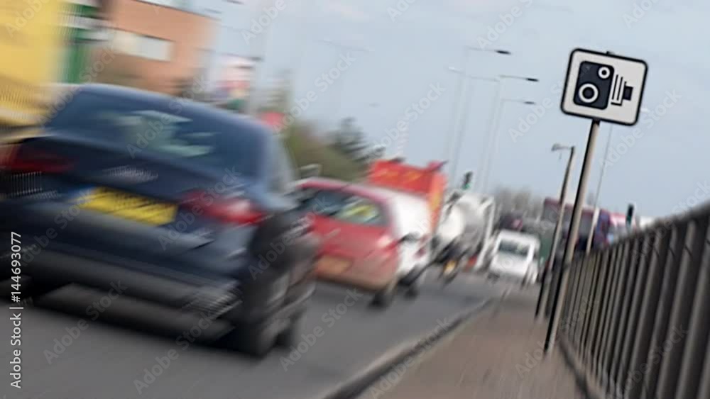 Time lapse effect applied to Hull city traffic. Zoom effect center on road sign Time lapse effect applied to Hull city traffic. Zoom effect center on road sign