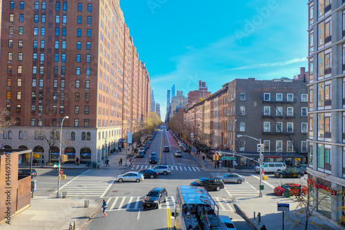 View of intersection in downtown manhattan from the high line