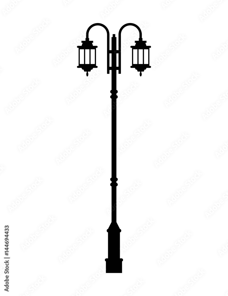 Street lamp black silhouette illustration Street lamp black silhouette illustration