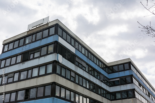 Blue Office Industrail Building Blank Signs Template Overcast Architecture © hunterbliss