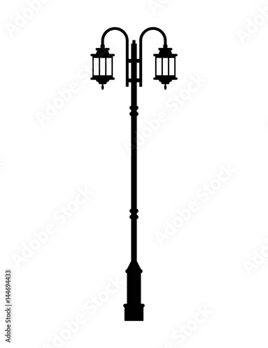 Street lamp black silhouette illustration © Yahor Shylau 